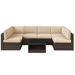 SONGMICS 7-Piece Patio Furniture Set, Outdoor Sectional Sofa Couch, Patio Conversation Set, UGGF015M01