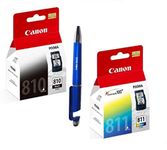 Canon 810 & 811 Ink Cartridge with ITGLOBAL 3in1 Multi-Function Mobile Phone Stand, Stylus Pen, Anti-Metal Texture Rotating Ballpoint Pen (Very Colors) PG 810 CL 811