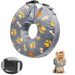 Little Bean Inflatable Dog Elizabethan Collar Soft Dog Cone Collar Soft Protective Recovery Pillow for Big Dogs Prevent Pet from Licking Biting Wound Healing (Gray Claw, [neck: 9.5"-11.5"] M)