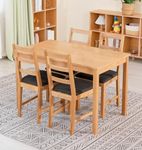 Hallowood Furniture Waverly Oak Small Dining Table and Chairs Set 4, Kitchen Table (120x70cm) & Ladder Back Solid Oak Chairs with Charcoal Seat, Dining Room Sets for Home & Cafe