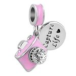 MiniJewelry Women Girls Pink Camera Charm Compatible with Pandora Bracelets Photography Pinky Sister Girlfriends Mother Wife Birthday