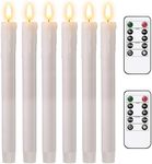 Tyawon Battery Operated Drip Real Wax LED Flameless Taper Candles 10-Key Remote with Timer 9.8 inch Window Candles LED Flickering Warm Wick Christmas Home Wedding Decor (Pack of 6)-Lvory White