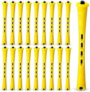 80 Pieces Hair Perm Rods Set Cold Wave Rods Hair Rollers Plastic Perming Rods Curlers for Hairdressing Styling (0.28 Inch, Yellow)