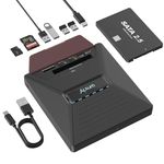 Alxum External CD DVD Drive with 2.5" SATA &SD/Micro SD Slot,Dedicated Type-C Data Port,Portable USB C CD Writer for Laptop,Compatible with Windows/MacOS/Linux/PC/Macbook/Imac Pure Black,Plug&Play