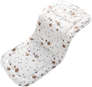 Miracle Baby Coussin de Siege Poussette Portable, Coussin Réducteur Poussette Universelle, Tapis pour Poussette et Chaise Haute Bébé, en Coton Doux et Réversible, 32x78cm (Étoiles De Café Blanc)