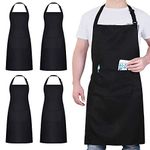 atopo 4 Packs Chef Apron, Waterproof Catering Apron with 2 Pockets, Adjustable Work Apron Perfect for Kitchen Cooking Painting Gardening Cleaning Restaurant BBQ, Personalised Apron (Black)