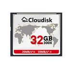 Cloudisk Compact Flash Card 32GB 300X CF 2.0 Card Performance for DSLR Camera, Vintage Digital Camera and Industry Equipment(32GB)