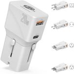 TechEye Universal Travel adapter USB C + QC3.0 Dual Port Slim & Smart Worldwide Fast AC 20W Plug Adapter, Compatible with iPhone 15/14/13/12 Samsung Fold/S24/23.. Note20 & compatible Devices (White)