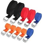 Hodzeed 10 Pack Tightening Luggage Ratchet Straps with Claw Buckle - 25mm Cargo Tie Down Straps From 1m to 6m, 250 Kg Load, Transport and Storage of Baggage, Bicycle, Car, Trailer