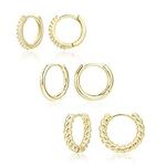 3 Pairs Small Huggie Hoop Earrings Set 14K Gold Hypoallergenic Lightweight Huggie Hoops Earrings for Women Girls