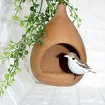 Terremaati Clay Hanging Bird Feeder for Sparrow, Pigeon, Squirrel, Parrot - Backyard Hanging Serving Bowl/Food Container for Birds, Tree and Balcony Hanging Bird Feeder (Pack of 1, Skin Color)