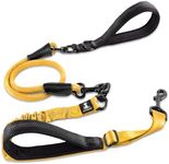 Heavy Duty Rope Bungee Leash for Large and Medium Dogs with Anti-Pull for Shock Absorption - No Slip Reflective Leash for Outside (Adjustable Premium Gold, Bungee Leash- 5.5 Ft)