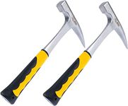 2Pcs Rock Pick Hammer, 32 OZ All Steel Geologist Hammer with Pointed Tip and Skid Handle, Drop Forged Masonry Hammer for Mining, Geological Prospecting（11.2 Inch）