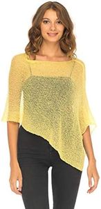 SHU-SHI Women’s Sheer Knit Poncho Shrug Lightweight Summer Bolero Cover Up Pullover Sweater One Size Fits Most