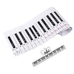 BENBO 88 Key Keyboard Piano Finger Simulation Practice Guide Teaching Aid Note Chart with 1 Music Book Clip, Portable Waterproof Electronic Piano Exercise Cardboard for Beginner Student