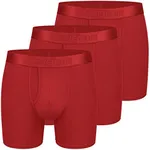 CLEVEDAUR Mens Underwear 3 Pack Ultra Soft Micro Modal Boxer Briefs Open Fly, Red, S