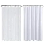 LiBa Shower Bundle 72" x 72" Set - 8G Heavy Duty PEVA Curtain Liner and White Fabric Curtain, Waterproof, Mildew Free