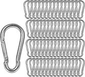 FWEEK 60 Pack M6 Spring Snap Hook Carabiner,Heavy Duty Carabiner Clip D Ring Locking Carabiners for Outdoor Camping, Swing, Hammock, Hiking, Sliver (500Lbs Capacity)