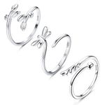 ORAZIO 3PCS 925 Sterling Silver Toe Rings for Women Adjustable Open Toe Rings Little Finger Open Joint Tail Rings Summer Beach Jewellery Set 2