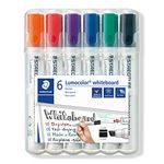 STAEDTLER 351 B WP6 Lumocolor Whiteboard Marker Chisel Tip - Assorted Colours (Pack of 6)