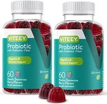 Probiotics Plus Prebiotics Fiber Gummies, Extra Strength 2 Billion CFUs for Immune Support and Digestive Support, Dualbiotic Vegan and Pectin Chewable Gummy, for Men Woman Teens & Kids, Berry Flavor