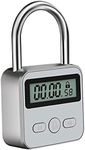 Metal Timer Lock, 99 Hours Max Timing Lock, USB Rechargeable Timer Padlock with LCD Display, Multi-Function Micro Electronic Timer Lock, Heavy Duty Metal Time Out Padlock(Silver)