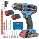 Cordless Drill Driver Set 21V, Electric Drill Cordless, Power Drill Cordless, Combi Drill Battery, 2 Batteries 2000mAh, 25+3 Torque, 2 Speed, LED Light for Home and Garden DIY Project