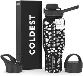 COLDEST Sports Water Bottle - 3 Lids (Chug Lid, Straw Lid, Handle Lid) Tumbler with Handle on Lid Water Bottles Cup Vacuum Insulated Stainless Steel, Fits Cirkul Lid (36 oz, Shadow Leopard)