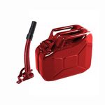 ASC - 10L Red Metal Jerry Gerry Can with Red Spout - for Fuel, Petrol, Diesel - Heavy Duty Metal with Tripple Handle and Locking Seal - 10 Litre
