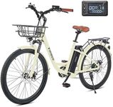 Viribus Electric Bike for Women, 500W (Peak 750W) 48V 13AH City Ebikes for Adults with Basket, Rack, Suspension, Aluminum Frame, Cruiser Commuter E Bike for Women, Adult Electric Bicycle, Cream