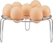 QUDDY Stainless Steel Egg Steamer Rack, Heatproof Stackable 7 Holes Stand Egg Box, Kitchen Multipurpose Trivet Steaming Rack Insert for Pot Accessories and Pressure Cooker - steam boiling ( 7“ x 3” Egg Steam Rack )