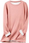 Flygo Women's Winter Warm Sherpa Lined Fleece Crewneck Sweatshirt Pullover Loungewear Tunic Tops, Pink, Medium