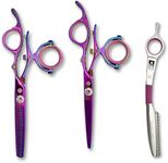 Swivel 5.5" Saki Kohana Pink Hair Shear Set (Swivel Cutting Shears, Swivel Thinning Shears, Razor, Case) - 440C Steel - For Professional Use