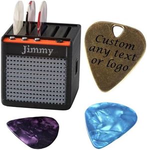 JUPPE Custom Amp Speaker Guitar Pick Holder Box Organizer Storage Case, Personalized Amp Guitar Pick Holder Metal and Variety Colorful Celluloid Plectrums for Bass Electric Acoustic Guitars Ukulele