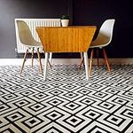 Geometric Black and White Cushioned Vinyl Flooring Sheet Lino - Cairo 01 (3m x 3m)