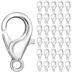 WLLHYF 100PCS Lobster Clasp, Silver Lobster Claw Clasps Lobster Clasp for Jewelry Making, DIY Necklace, Bracelet, Earring Accessories 12mm