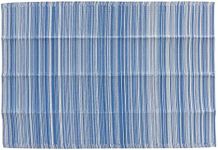 Juvale Plastic Straw Mat for Beach, Patio, Camping, Striped White and Blue Rug (5 x 7 Feet)