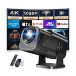 [Built-in App] Mini Projector 1080P Full HD, 4K Projector with 180° Rotation, Portable Projector WiFi 6&Bluetooth 5.2 Support, Featuring Auto Keystone Correction, HDMI/USB Connectivity Black