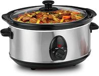 Trendi® 3.5 Litre Stainless Steel Slow Cooker with 3 Cooking Settings/Ceramic Bowl/Dishwasher Safe Bowl & Lid/Transparent and Toughened Glass Lid