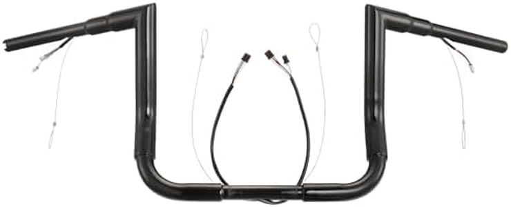 Pre-wired 1 1/2" Fat Ape Hanger 10" Rise Bagger Handlebar for Harley 2014-2023 Street Glide/Electra Glide/Ultra Limited Pre-wired CAN-Bus Wire and Guiding Line Right-angle Bar, Black