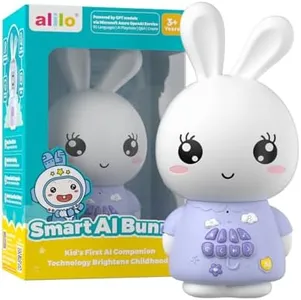 alilo AI Toys for Kids, Smart Companion with Real-Time Voice, 4 Agents & 91 Languages, Preloaded 48 Bunny English/50 Stories/66 Music/28 Lullabies/34 Classical Tunes, Bluetooth Speaker