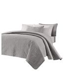 Chezmoi Collection Austin 3-Piece Oversized Bedspread Coverlet Set (King, Gray)