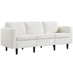 Yaheetech 3 Seater Sofa, Modern Fabric Sofa Couch, Upholstered Sofa Settee, Sectional Sofa for Living Room, Guest Room, Bedroom, Office, Ivory