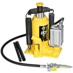 YELLOW JACKET Pneumatic Air Bottle Jack 20 Ton with Manual Hand Pump and Air Pump, Air Hydraulic Car Jack for Heavy Duty Auto Trucks, Yellow, AS20002