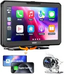 Vantrue Portable Carplay Screen for Car, 7" Wireless Apple Carplay & Android Auto Car Stereo with 1080P Backup Camera, GPS Navigation, Mirror Link, Voice Control, Bluetooth, Siri, FM/AUX for All Cars