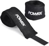 POWRX Set of 2 Hand Wraps - Professional Black Hand Protection Support - Custom-Designed for Boxing, Kickboxing, MMA, Enhanced Comfort, Wrist Support, and Knuckle Protection - Inner Boxing Gloves