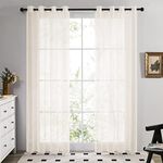 Deconovo Line Look Semi Transparent Window Treatment, Eyelet Sheer Voile Curtains for Bedroom, 55 x 90 Inch(Width x Length), Beige, 2 Panels