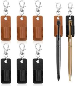 Molain Lot de 6 porte-stylos portables en cuir pour badge, stylo, porte-clés ou cordon tour de cou (noir, marron)