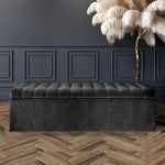 AZ Interiors Royal Furniture Naples Lined Upholstered Ottoman Storage Box, Naples Storage Shoe Bench, End of Bed Bench, Rectangle Coffee Table with Storage (Charcoal Naples, 3ft (90x40x40) CM)
