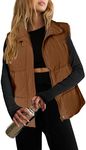 Zeagoo Women Puffer Vest Lightweight Stand Collar Sleeveless Winter Warm Zip Up Padded Outerwear Jackets with Pockets Brown XL